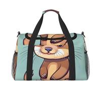 Cartoon Cute Otters Print Functional Travel Tote Ample Space Travel Bag Foldable Carry On Tote for Weekender