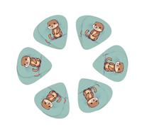 Cartoon Cute Otters print Guitar Picks 12PCS Mixed Gauges(0.46/0.71/0.96mm) with Case, for Guitar/Ukulele