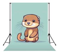 Cartoon Cute Otters Print Photo Studio Background 5x7ft Soft Photo Backdrop Curtain For Studio Content Creator Equipment