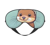 Cartoon Cute Otters Print Silk Sleep Eye Mask Soft Eye Cover with Adjustable Strap Comfortable for Travel Office Nap