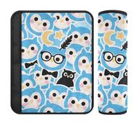 Cartoon Cute Owl Blue 2 Pack seat Belt Protector Stop seat Belt Cutting into Neck for SUV funda para cinturón de carro