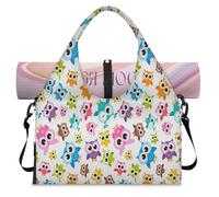 Cartoon Cute Owl Sports Duffle Bag with Shoe Compartment Animal Owl Weekend Overnight Bags Tote Cabin Luggage Bag for Gym Yoga Travel