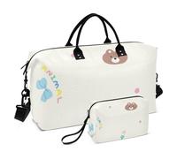 Cartoon Cute Panda and Bear Large Travel Bag Travel Overnight Carry on Bag Sports Tote Gym Bag with Adjustable Strap for Workout Large Capacity