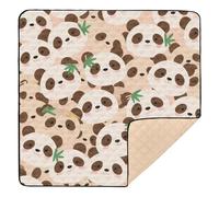 Cartoon Cute Panda Brown Soft Foam Baby Playmat for Indoor Outdoor Portable Infant Play Activity Mat for Babies Infants Toddlers, 50'' x 50''