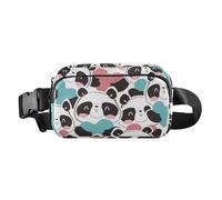 Cartoon Cute Panda Head Colorful Trendy Fanny Waist Pack for Women Men Teens Multipurpose Crossbody Shoulder Bag with Adjustable Strap for Travel Running Hiking, Cartoon cute panda head colorful, One