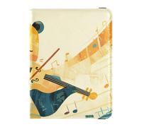 Cartoon Cute Panda Music Notes Score Leather Passport Card Holder Cover Combo Travel Passport Wallet with Vaccination Card Slot Passport Holder Combo with Vaccine Card Slot Waterproof