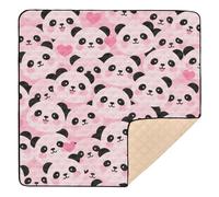 Cartoon Cute Panda Pink Large Sturdy Baby Kick Crawling Mat for Floor Lightweight Foldable Activity Gym Mat for Babies Infants Toddlers, 50'' x 50''