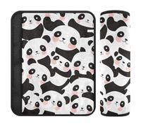 Cartoon Cute Pandas White Black 2 pcs carseat Strap pad, Stop seat Belt Cutting into Neck, seat Belt Cover for SUV Van Backpack 10x7.7 in Protector para cinturón de carro