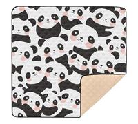Cartoon Cute Pandas White Black Soft Foam Baby Girl Play mat for Indoor Outdoor 1-Piecing Foldable Infant Play Mat for Baby Kids Toddlers Infants, 50'' x 50''tapete Piano para Bebes