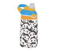 Cartoon Cute Pandas White Black Water Bottle with Handle Wide Mouth Leakproof Toddler Cup for School Boys Girls termos para agua Fria para ni?os