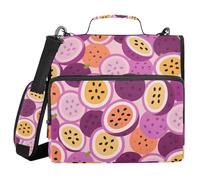 Cartoon Cute Passion Fruit Purple 3 Rings 1.5 inch Binder with Extra Pockets with Handle and Removable Shoulder Strap Multiple Pockets Document Binder Organizer for Middle School
