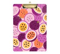 Cartoon Cute Passion Fruit Purple Acrylic clipboard mini hardboard Standard Letter A4 Size Plastic for Nurses Home Contractor Gold 12x9in Tablas para escribir