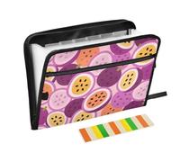 Cartoon Cute Passion Fruit Purple Folder for School 13 Pockets A4 Letter Size with Zipper Closure for Accordion File Folders