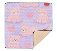 Cartoon Cute Peach Bears Stars Soft Thick Baby Floor Play mat for Indoor Outdoor Waterproof Foldable Activity Gym Mat for Baby Kids Toddlers Infants, 50'' x 50''tapete de gimnasio para