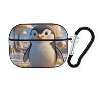 Cartoon Cute Penguin AirPod Pro Case, Anti Scratch Hard PC Cover with Keychain, AirPod Pro 2nd/1st Case Accessories for Women Men, Black-Style