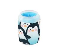 Cartoon Cute Penguin Blue Black Reusable Dog Cleaner Washer and Massager with Soft Silicone Brush Pets Grooming Supplies for Small Medium Large Breed Dogs/Cats