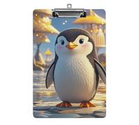 Cartoon Cute Penguin Clipboard with Hanging Hole, 8.5" X 12.5" Standard A4 Acrylic Clipboard Ultra Lightweight & Shatterproof Paper Holder for Office, Home