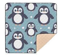 Cartoon Cute Penguin Print Baby Play Mat for Floor, 127x127 CM Playpen Mat,Thicken Soft Non-Slip Tummy Time Mat for Toddlers and Infants