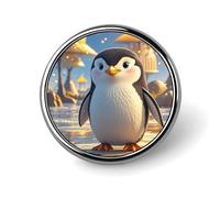 Cartoon Cute Penguin Round Badge for Men Women, Durable & Stylish Lapel Pins, Lightweight Metal Badges for Shirts, Jackets, Hats