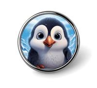 Cartoon Cute Penguin Round Lapel Pin Women's Novelty Buttons & Pins Metal Badge Cute Brooch Retro Pinback Badge Fashion Bag Pins for Hat Backpacks Tie Suit Wedding Party Accessory, Circular, Aluminum