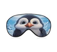 Cartoon Cute Penguin Sleep Mask Light Blocking Eye Cover Polyester Eye Mask with Elastic Strap Blindfold for Side Sleeper Sleeping Masks Face Hugging for Women Men Travel