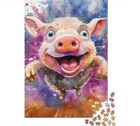 Cartoon Cute Pig 1000 Piece Jigsaw Puzzle Paper for Adults Colorful Artistic Style Jigsaw Puzzle Game Family Focus Gift Decor 38x26cm/1000pcs