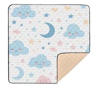 Cartoon Cute Pink Blue Cloud Moon Soft Thick Baby Play Mat for Floor Non-Toxic Foldable Activity Entertainment Mat for Babies Infants Toddlers, 50'' x 50''gimnasio de actividades para