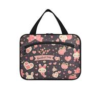 Cartoon Cute Pink Bunny Bow Hanging Bags for Women with Hook, Designer Essentials Quilted Makeup Bag for Travel Accessories for Women Work estuche para guardar maquillaje L