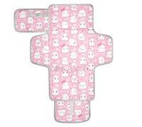 Cartoon Cute Pink Halloween Ghosts Reusable Changing pad for Baby with Tissue Pocket Diaper Changing pad Portable with Built-in Pillow