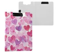Cartoon Cute Pink Love Hearts Foldable Clipboards Horizontal and Vertical Double Clips Clip Board with Hard Cover Clipboard Folio Binder Stationery Supplies