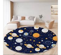 Cartoon Cute Planet Round Rug for Living Room Bedroom, 180 cm Non-Slip Round Area Rug, Machine Washable Floor Carpet Colorful Soft Short Pile Circle Carpets for Kids Room Decor