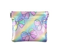 Cartoon Cute Polka Dot Bow Rainbow PU Leather Small Coin Purse Cute Cosmetic Bags for Purse for Lady, Cartoon cute polka dot bow rainbow, One Size, Print Art