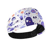 Cartoon Cute Purple Halloween Doll Skeleton no slip extra wide headbands for women Stretchy hairbands for women's hair for make up hiking Daily use Athletic Sports
