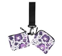 Cartoon Cute Purple Halloween Doll Skeleton Women's Card Cases Change Holder Small Portable Business Card Case Money Organizer with Zipper Pocket for Work Travel 2 Packs, Cartoon cute purple Halloween