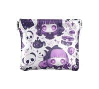 Cartoon Cute Purple Halloween Doll Skeleton Women's PU Leather Coin Purse Waterproof Card Key Organizers for Women