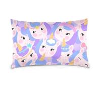 Cartoon Cute Purple unicorns Standard/Queen Size satin pillowcases washed cotton pillow case Lightweight, Soft Easy Care funda para almohada 20x30 inchs Set of 2