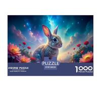 Cartoon-cute-rabbit-bunny-flowers Jigsaw Puzzles for Adults Interesting Puzzles 1000 Pieces Impossible Puzzle Home Decoration Gifts 38x26cm/1000pcs