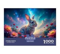 Cartoon-cute-rabbit-bunny-flowers Jigsaw Puzzles for Adults Kids Interesting Puzzles 1000 Pieces Impossible Puzzle Home Decoration Gifts 70x50cm/1000pcs