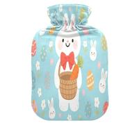 Cartoon Cute Rabbit Light Blue hot Water Bottle with Soft Cover, 1L Warmer Bag for Hot and Cold Therapies,Hot and Cold Therapies,bolsas de agua Caliente para Dolores