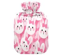 Cartoon Cute Rabbit Pink hot-Water Bottle with Soft Cover, 1L hot Water Bags for Arthritis,Arthritis,Bolsa Caliente para Dolores musculares