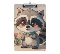 Cartoon Cute Raccoon Clipboard, A4 Acrylic Clipboard with Hanging Hole, Ultra-Light Clip Board - Holds 100 Sheets, Shatterproof Document Holder for Office, 12.5" X 8.5"
