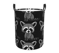 Cartoon Cute Raccoon Collapsible Oxford Fabric Laundry Hamper, Waterproof With Handles - Foldable Storage Basket For Bedroom, Bathroom, Kitchen, Nursery, Car & Toys