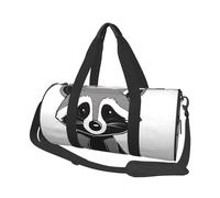 Cartoon Cute Raccoon Duffle Bag With Shoes Compartment And Adjustable Strap,Foldable Travel Duffel Bags For Men Women,Waterproof Duffel Bags, Black, One Size