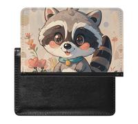 Cartoon Cute Raccoon Passport Holder with 3 Card Slots, Portable PU Leather Travel Wallet, Slim Protective Cover for Passport, ID, Credit Cards