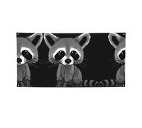 Cartoon Cute Raccoon Print Banner Party Backdrops For New Year Graduation Wedding Birthday Party Decor