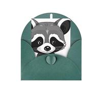 Cartoon Cute Raccoon Print Blank Greeting Cards, Love Buttons, Pearl Paper Envelopes Suitable For Various Occasions - Anniversary Cards, Thank You Cards, Holiday Cards, Wedding Cards, Congratulations.