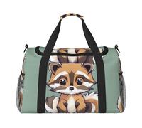 Cartoon cute raccoon print Carry on Luggage for Women Men Shoulder Weekender Crossbody Bag for Yoga Travel Must Haves, Black, One Size
