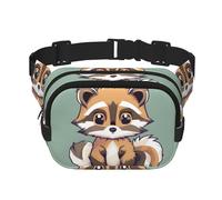 Cartoon cute raccoon print Fashion Waist Packs Crossbody Belt Bag Fanny Pack for Women Crossbody for Traveling Running, Black, One Size
