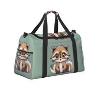 Cartoon Cute Raccoon Print Functional Travel Tote Ample Space Travel Bag Foldable Carry On Tote for Weekender