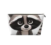 Cartoon Cute Raccoon Print Printed Travel Cosmetic Bags with Gold Zipper Makeup Organizer Cosmetic Case Toiletry Bag for Women Mom Girls